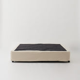 Ayla bed valance in linen–cotton blend, covering a bed base for a clean, seamless finish.